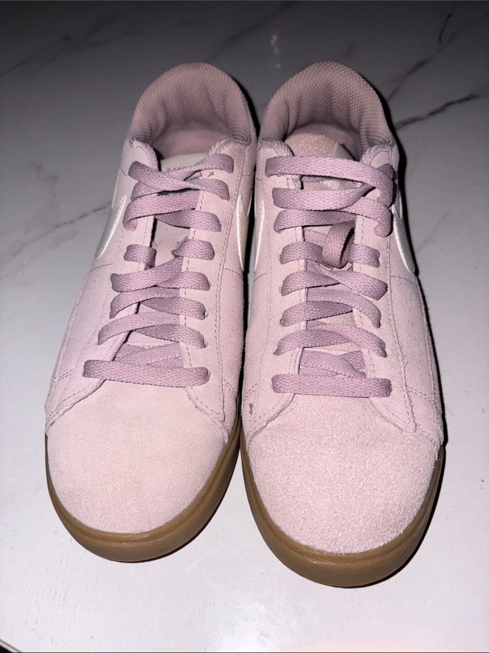 Nike Women's Light Pink Suede Low-Top Sneakers